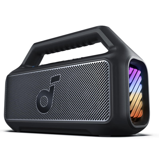 soundcore Boom 2 Outdoor Speaker, 80W, Subwoofer, BassUp 2.0, 24H Playtime, IPX7 Waterproof, Floatable, RGB Lights, USB-C, Custom EQ, Bluetooth 6.0, Portable, Camping, Beach, and Backyard-Black