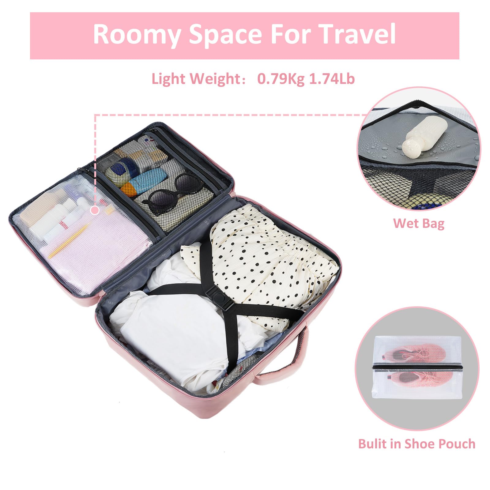 Taygeer Travel Backpack for Women, Carry On Backpack with Shoe Pouch, TSA 15.6inch Laptop Backpack Flight Approved, College Nurse Bag Casual Daypack for Weekender Business Hiking, Pink - Available at All In One Marketplace Canada