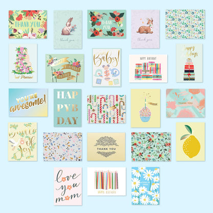 Sweetzer & Orange 100 All Occasion Cards & Envelopes Set - Greeting Notecards Assortment Box - Birthday Cards Bulk for Office, Thank You, Holiday, Blank Notecards & more – Organizer Box Included - Available at All In One Marketplace Canada