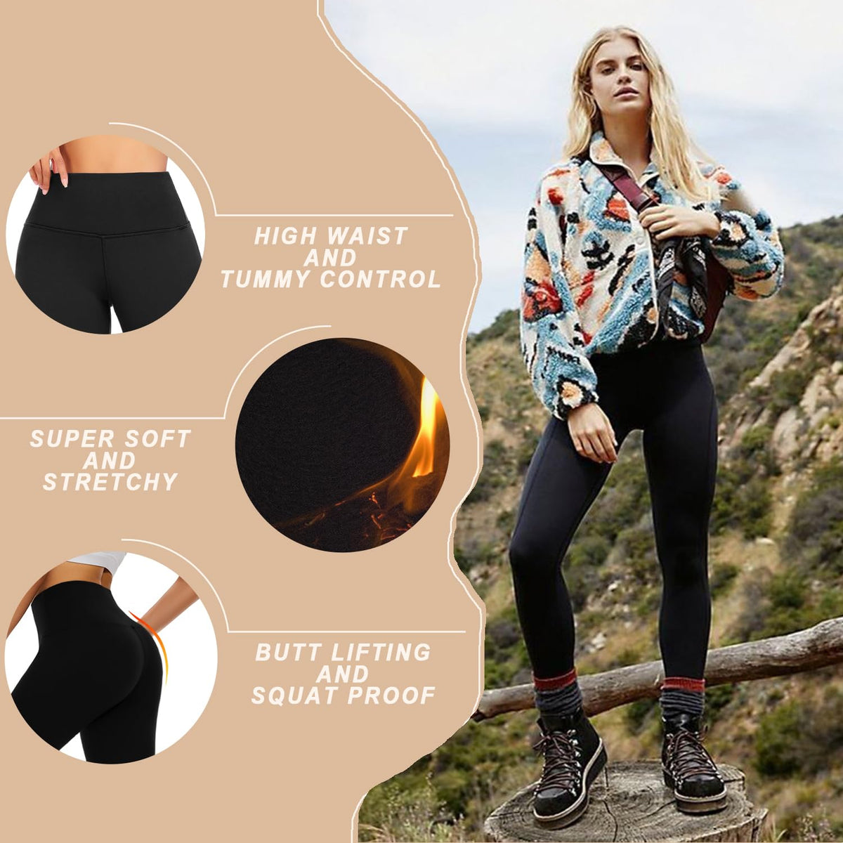 DHSO Fleece Lined Leggings Women, High Waisted Winter Warm Thermal Pants 🍁 All In One Marketplace Canada