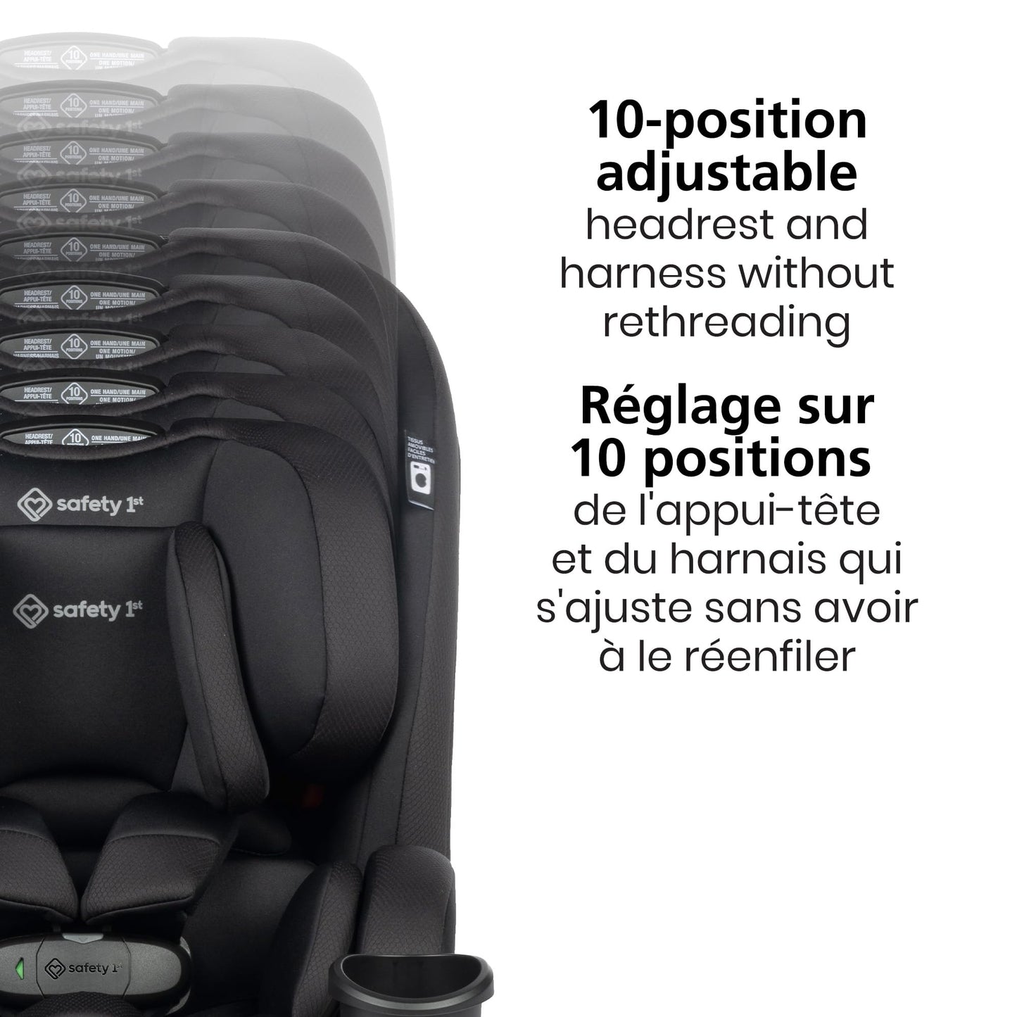 Safety 1st EverSlim 4-in-1 Convertible All-in-One Car Seat, infant to toddler, rear and forward facing, booster mode, backless booster, Fits 3 across, Washable seat, Birth to 10 years, Hexagon Horizon - Available at All In One Marketplace Canada