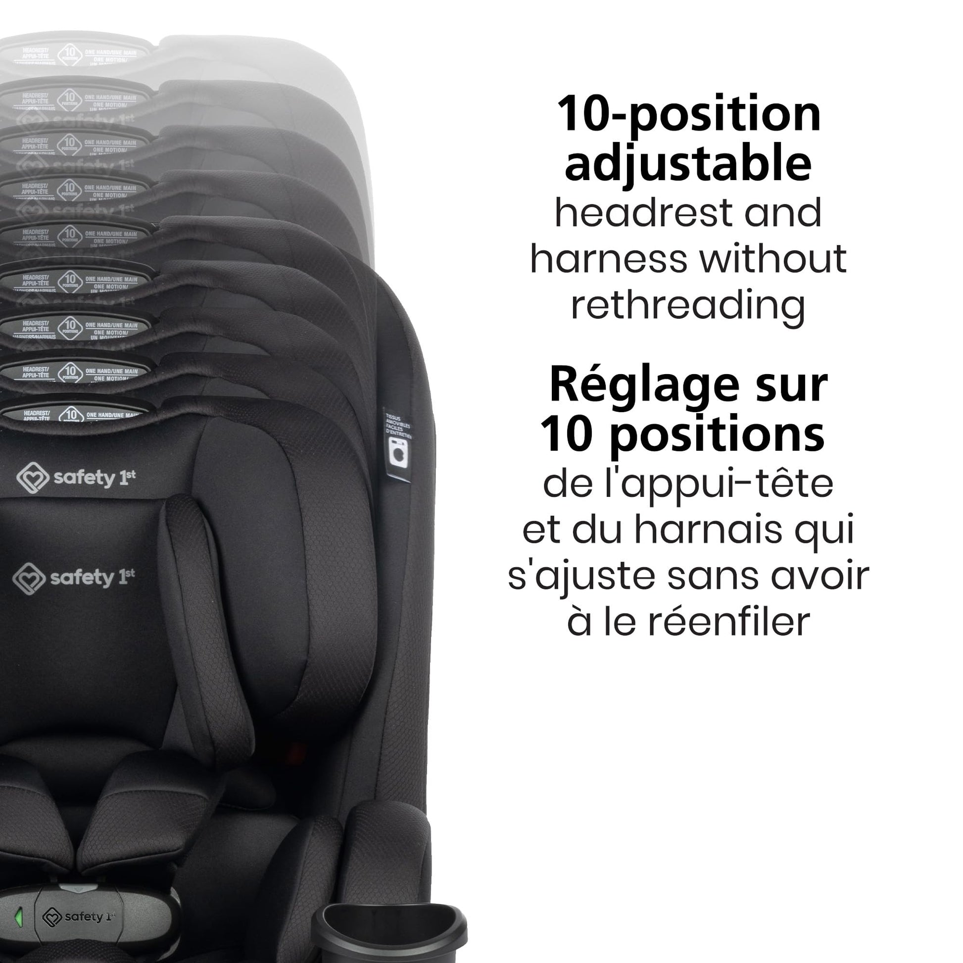 Safety 1st EverSlim 4-in-1 Convertible All-in-One Car Seat, infant to toddler, rear and forward facing, booster mode, backless booster, Fits 3 across, Washable seat, Birth to 10 years, Hexagon Horizon - Available at All In One Marketplace Canada
