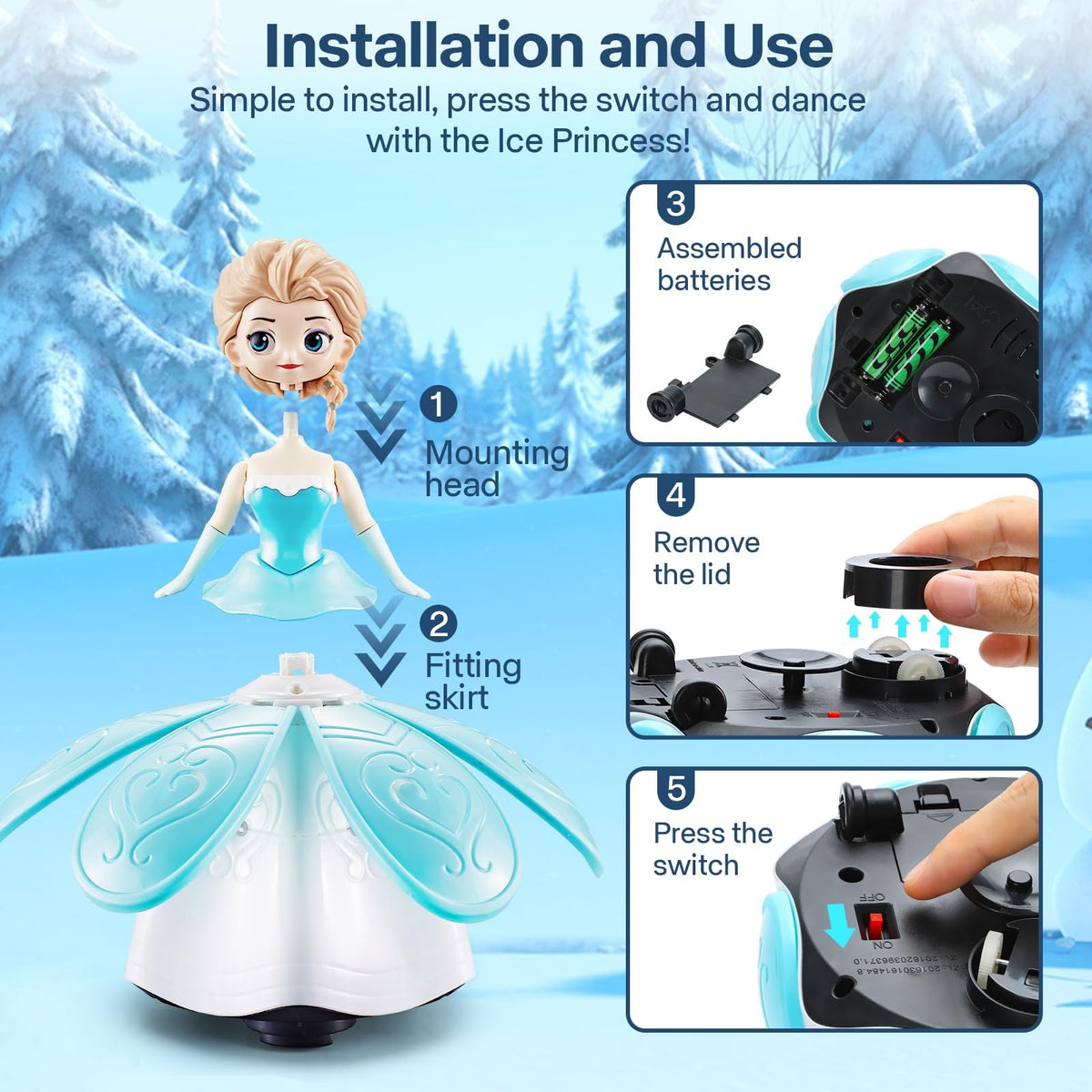 Toys for Girls 1-3,Dancing Princess Interactive Spin Robot Toys for Little Girls Age 3 with Colorful Flashing Lights & Music,Pretend Christmas Birthday Gift for Kid 1 2 3 4 Year Olds 🍁 All In One Marketplace Canada