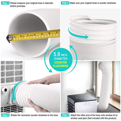 Air Conditioner Hose, Portable Exhaust Vent Hose with 5.9 Inch （6”） Diameter, Counterclockwise AC Hose Length to 80 Inch, Universal Replacement AC Vent Hose for LG and Many More Portable AC - Available at All In One Marketplace Canada