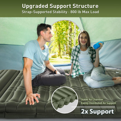 Double Camping Sleeping Pad 5.5", Elegear CumbreX™Self Inflating Air Sleeping Mats with Pillow Built-in Foot Pump, Inflatable Camping Mattress Compact for Tent,Cot Backpacking,Hiking,Camp,Travel,Green
