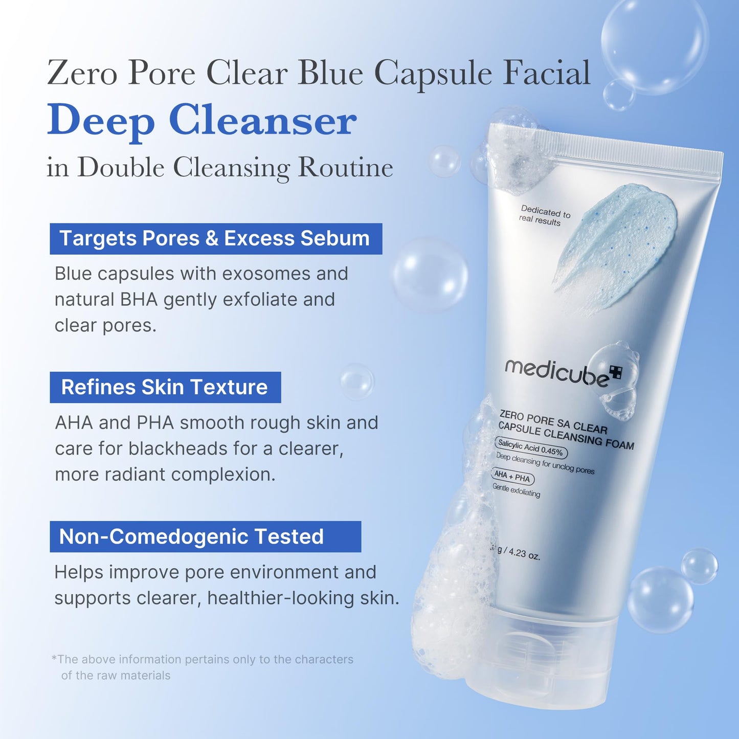 medicube Zero Pore Clear Blue Capsule Facial Deep Cleanser for Skin Texture, Blackhead & Pore Care | AHA, BHA & PHA for Double Cleansing, Daily Gentle Face Wash, Korean Skincare | 120g / 4.23 oz - Available at All In One Marketplace Canada