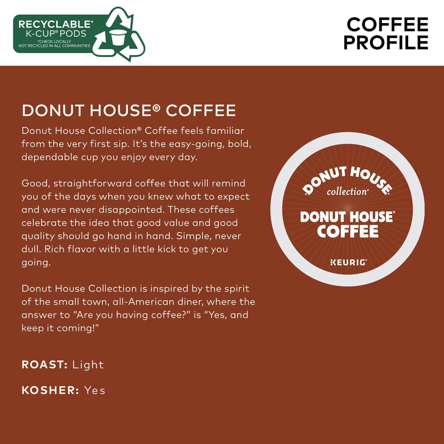 Donut Coffee Regular K-Cup Coffee Pods, 24 Count For Keurig Coffee Makers