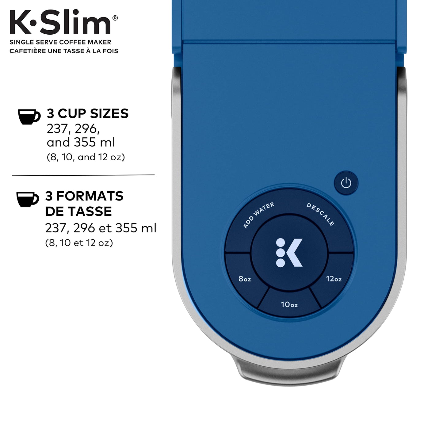 Keurig K-Slim Single Serve K-Cup Pod Coffee Maker in Twilight Blue with Push Button Controls and MultiStream Technology