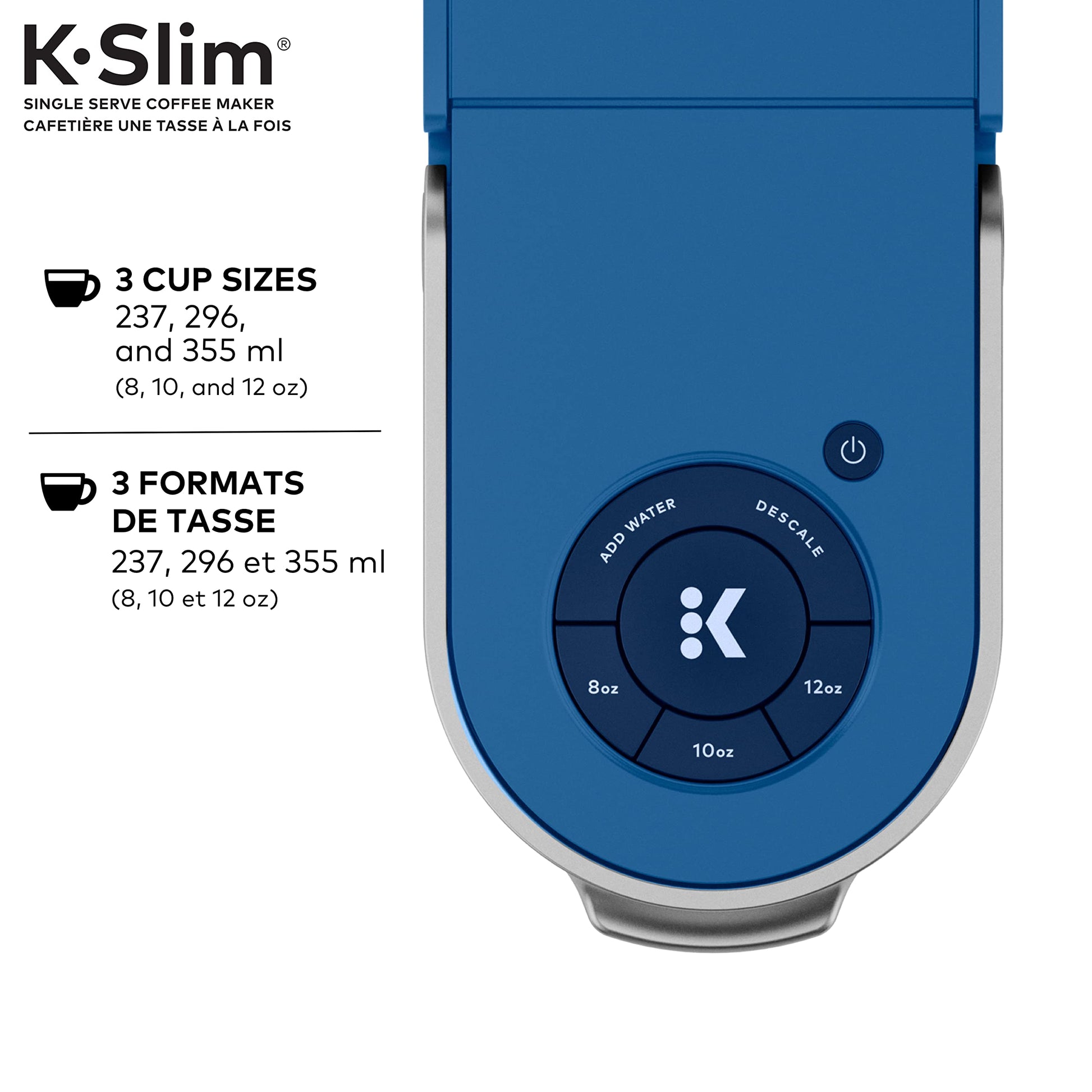 Keurig K-Slim Single Serve K-Cup Pod Coffee Maker in Twilight Blue with Push Button Controls and MultiStream Technology