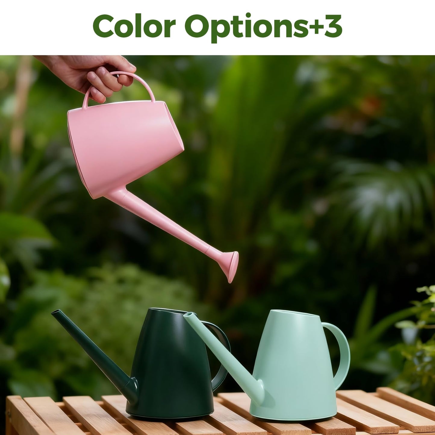 Bamworld Watering Can for Indoor Plants Long Spout Watering Cans for Garden Plants Indoor Outdoor Small Water Can for House Flower 1.8L 60oz 1/2 Gallon(Green)