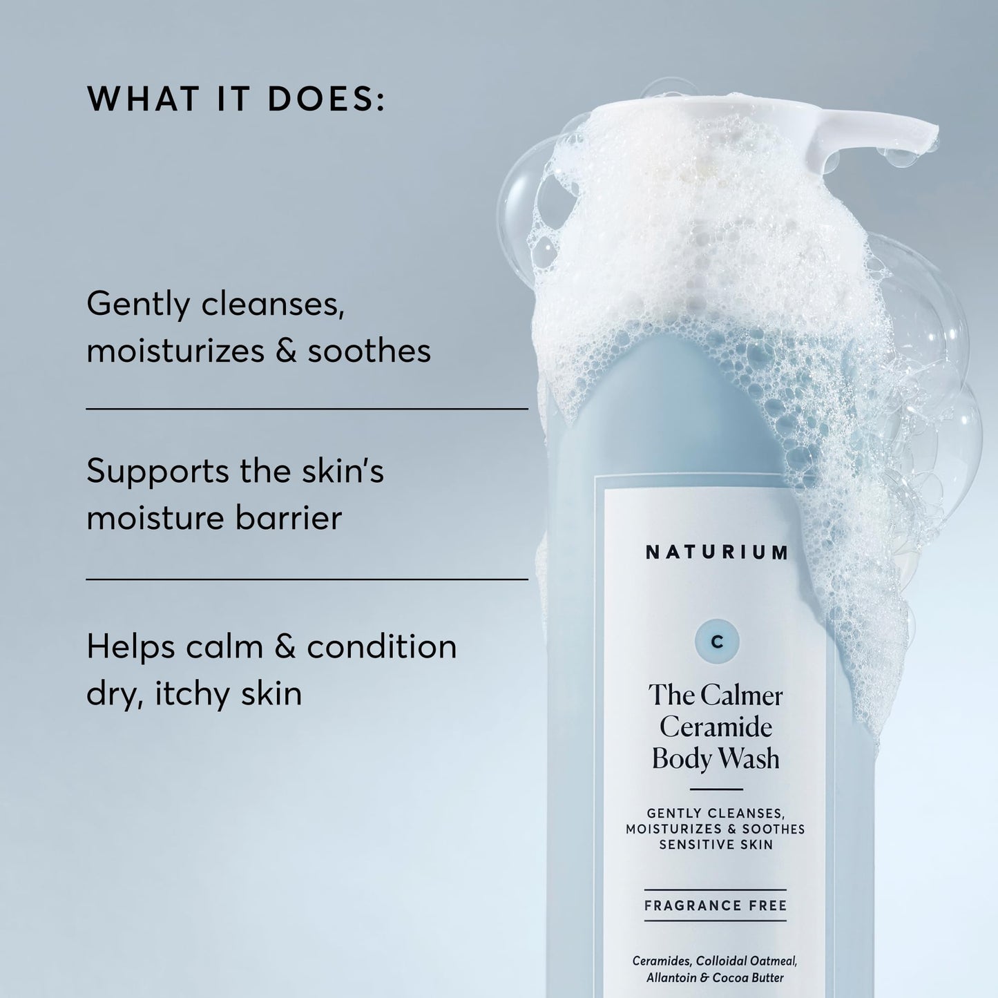 Naturium The Calmer Ceramide Body Wash, Fragrance-Free, Cleansing & Moisturising for Dry, Sensitive Skin, Dermatologist-Tested, Paraben & Cruelty-Free, 500 mL / 16.9 fl oz