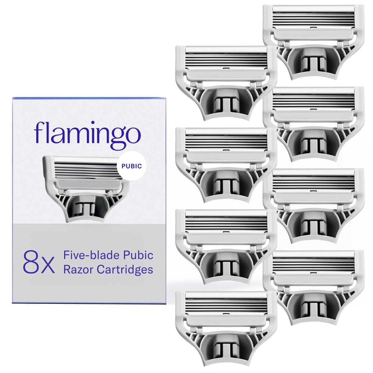 Flamingo Multi-Blade Pubic Razor Refill Cartridges for Women, 8 Count