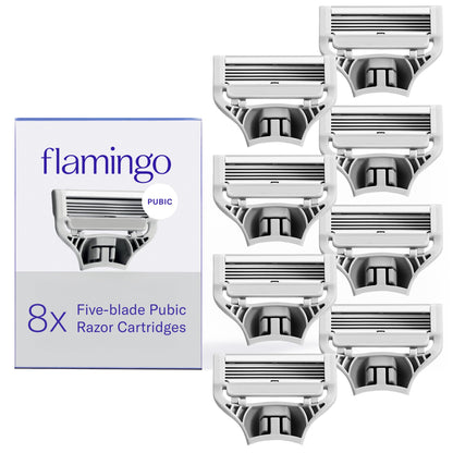 Flamingo Multi-Blade Pubic Razor Refill Cartridges for Women, 8 Count