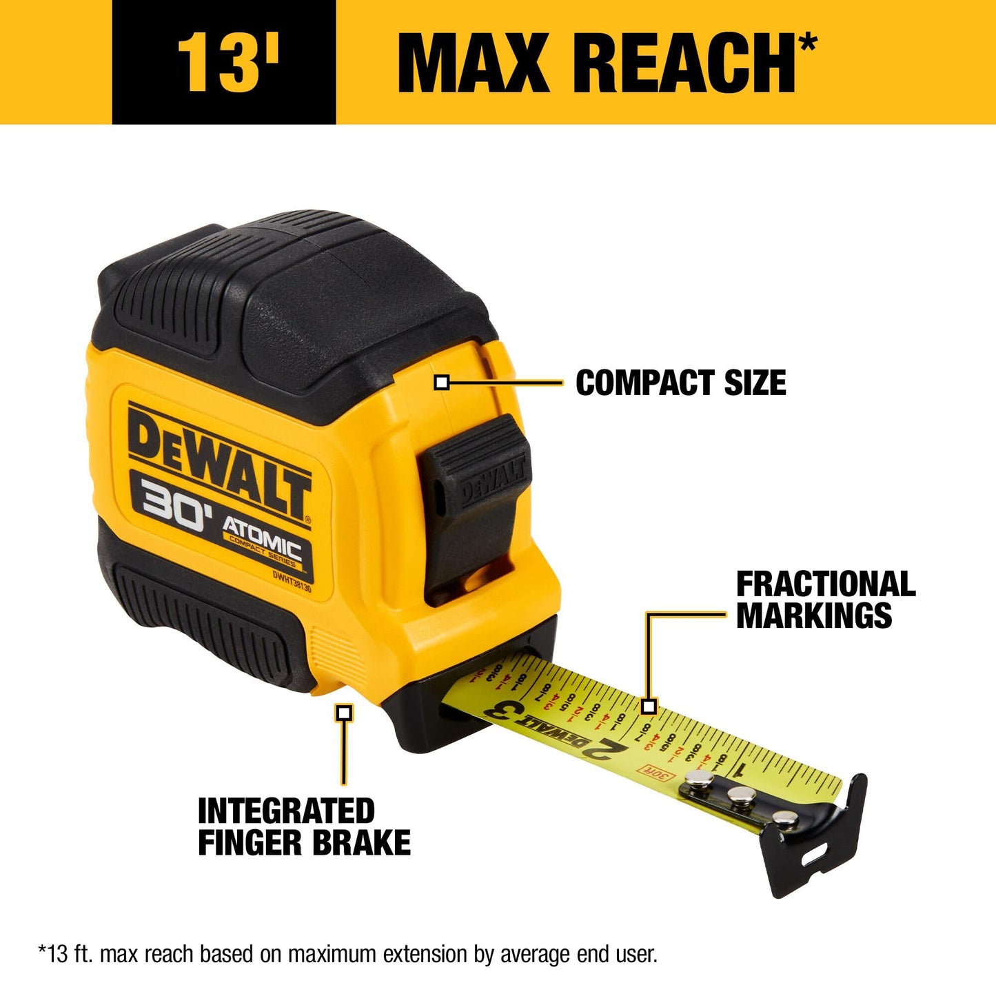 Dewalt Atomic Compact Series 30' Tape Measure DEWALT