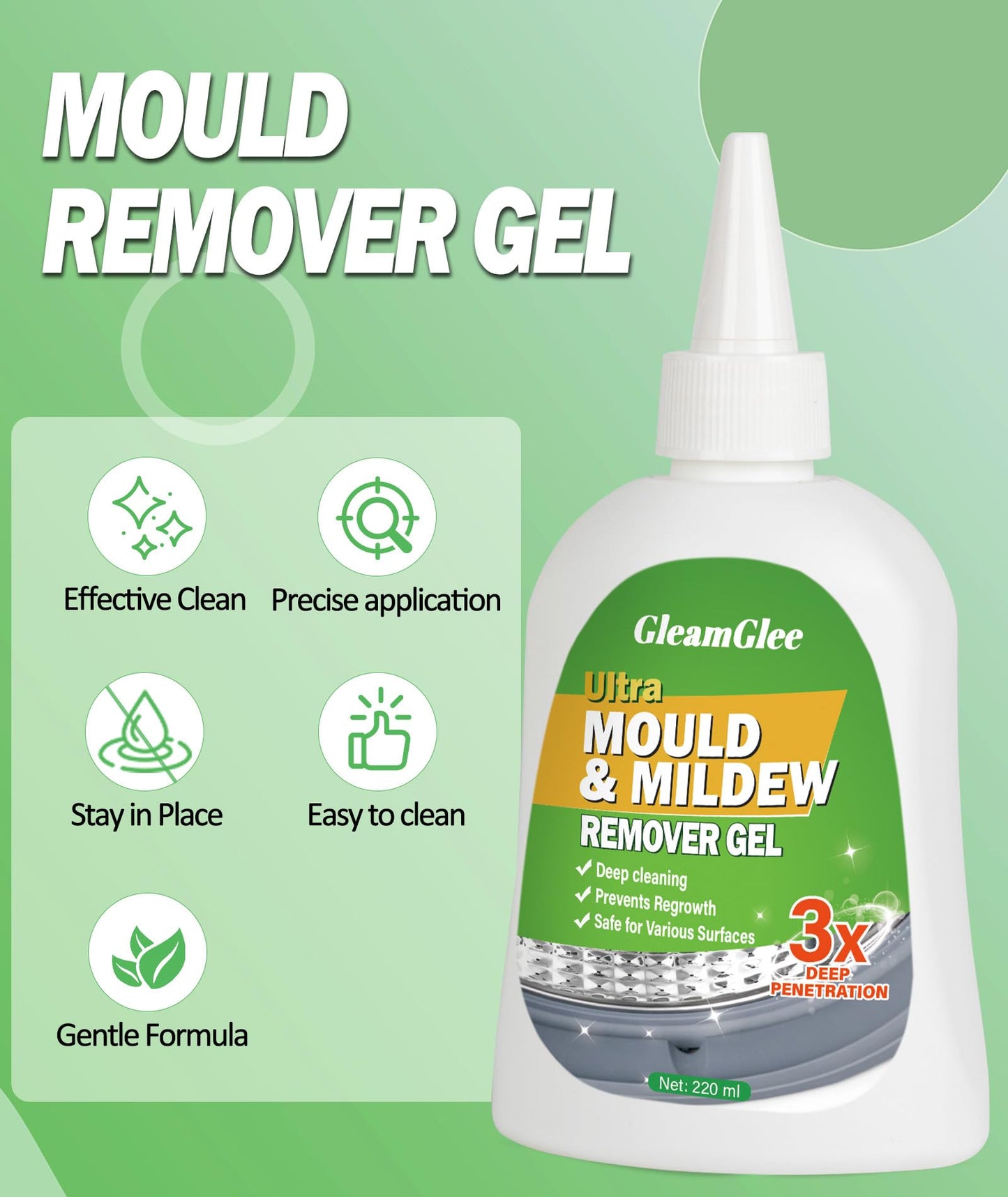 Mould Remover Gel, Powerful Mould Mildew Remover for Washing Machine, Top Load, Front Load, Tub Seal, Grout, Bathroom, Shower, Tiles, Refrigerator Strips, Kitchen Cleaner - 8 fl.oz - Available at All In One Marketplace Canada