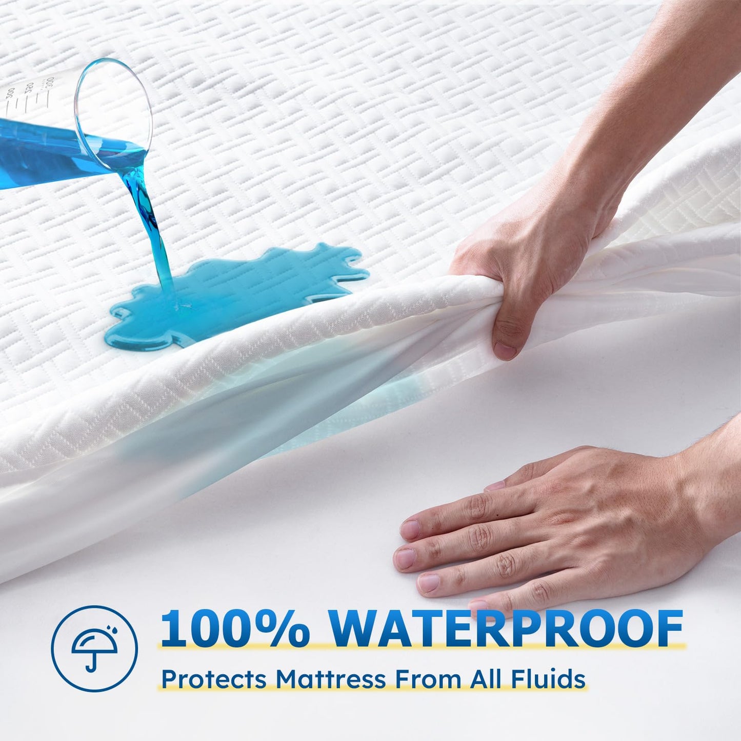 Cozymaker Queen Size Mattress Protector, 100% Waterproof Mattress Cover Fitted 8"-21" Deep Pocket, Cooling Viscose Made from Bamboo and Soft Breathable Cover Mattress Queen Noiseless Washable - Available at All In One Marketplace Canada