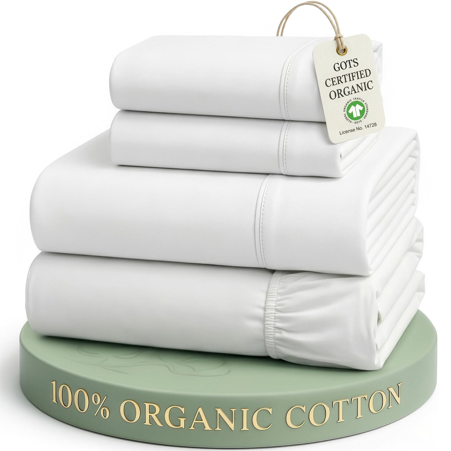 Lane Linen 100% Organic Cotton Queen Sheet Set, 4-Piece Percale Bed Sheets for Queen Bed - Soft, Breathable, Hypoallergenic, Deep Pocket Fits Mattress Up to 15" Deep, Hotel Quality Sheets - White