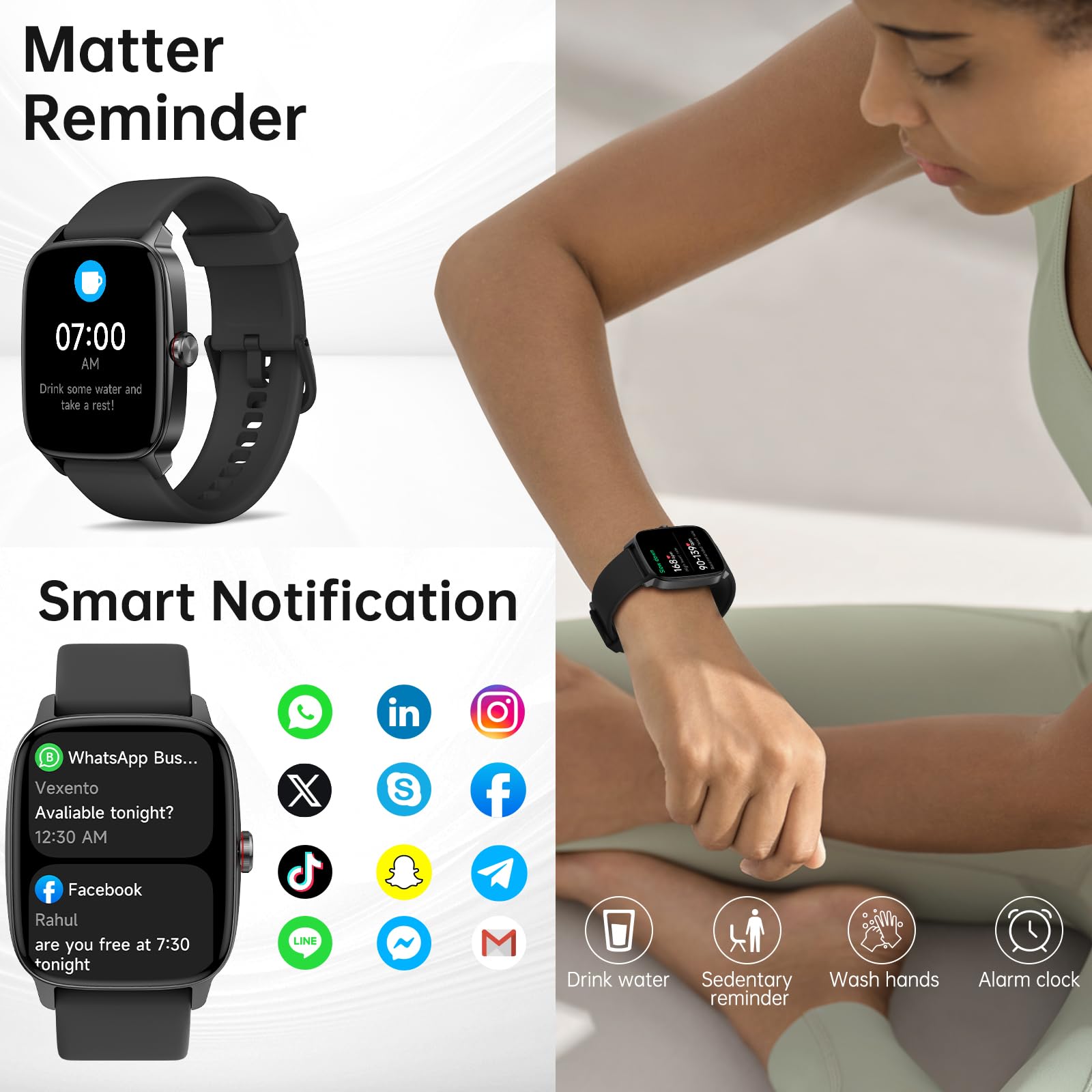 Smart Watch for Men Women, Bluetooth Call Smartwatch with AI Voice, 1.85" HD DIY Dial Fitness Watch, Heart Rate/SpO2/Steps/Sleep Monitor, 100+ Sports Modes, IP68 Waterproof Watch for Android iOS - Available at All In One Marketplace Canada