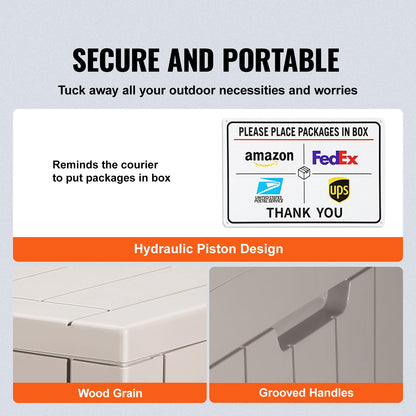 VEVOR Outdoor Storage Box, 31 Gallon Resin Deck Box, Backyard Outside Toy and Towel Storage Cabinet Waterproof, for Patio Furniture Cushions, Garden Tools, Pool Supplies & Package Delivery 🍁 All In One Marketplace Canada
