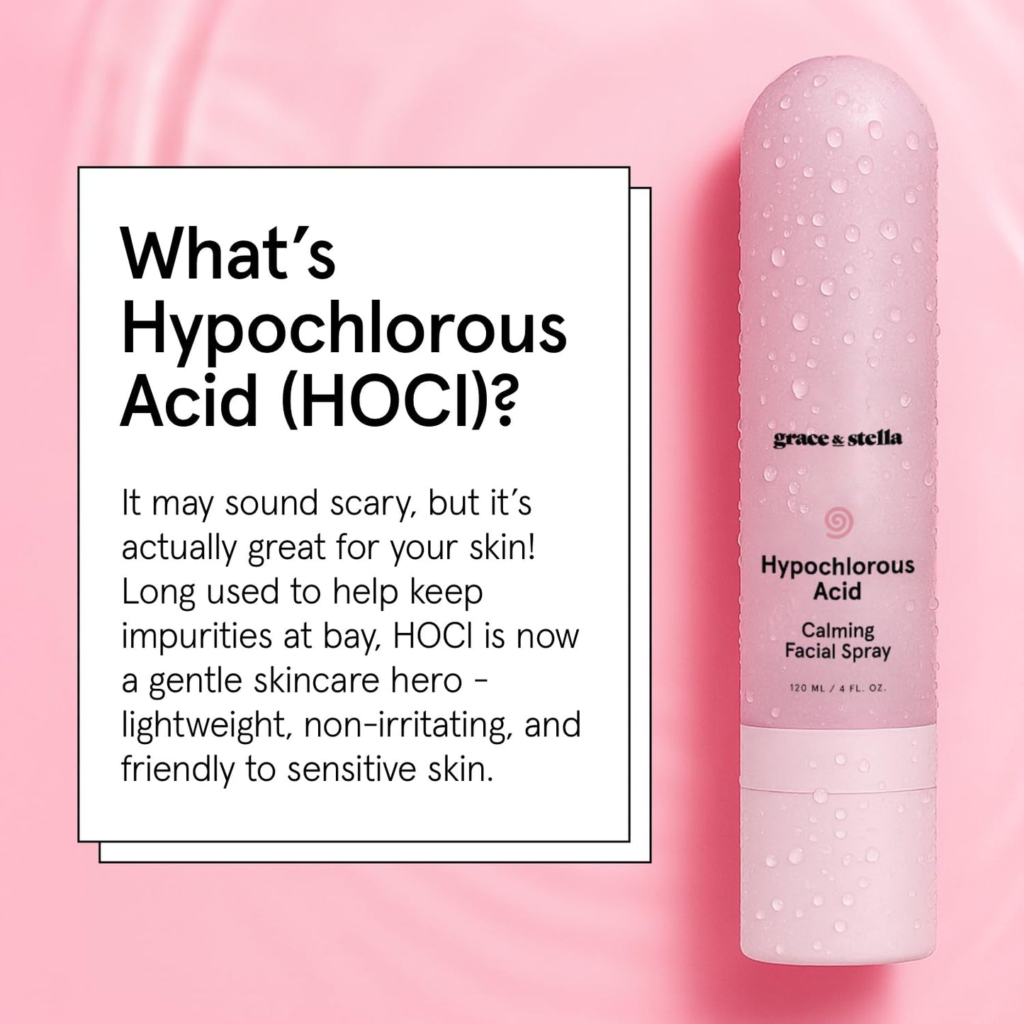 grace & stella Hypochlorous Acid Spray - Gentle Face Spray to Calm Redness & Flare-Ups - Soothing Facial Mist for Sensitive Skin (120 ml/4.22 fl oz) - Available at All In One Marketplace Canada