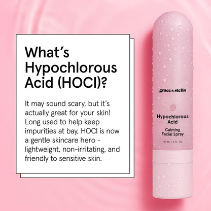 grace & stella Hypochlorous Acid Spray - Gentle Face Spray to Calm Redness & Flare-Ups - Soothing Facial Mist for Sensitive Skin (120 ml/4.22 fl oz) - Available at All In One Marketplace Canada