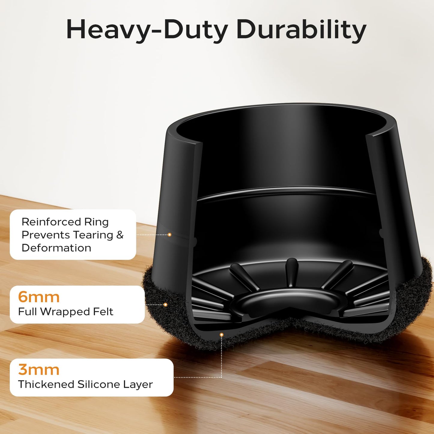 Meldel Silicone Chair Leg Floor Protectors Extra Small 24PCS - Furniture Felt Silicone Integrated Chair Foot Covers/Dark-Black/Rubber - Protect Floors from Scratches,Reduce Noise
