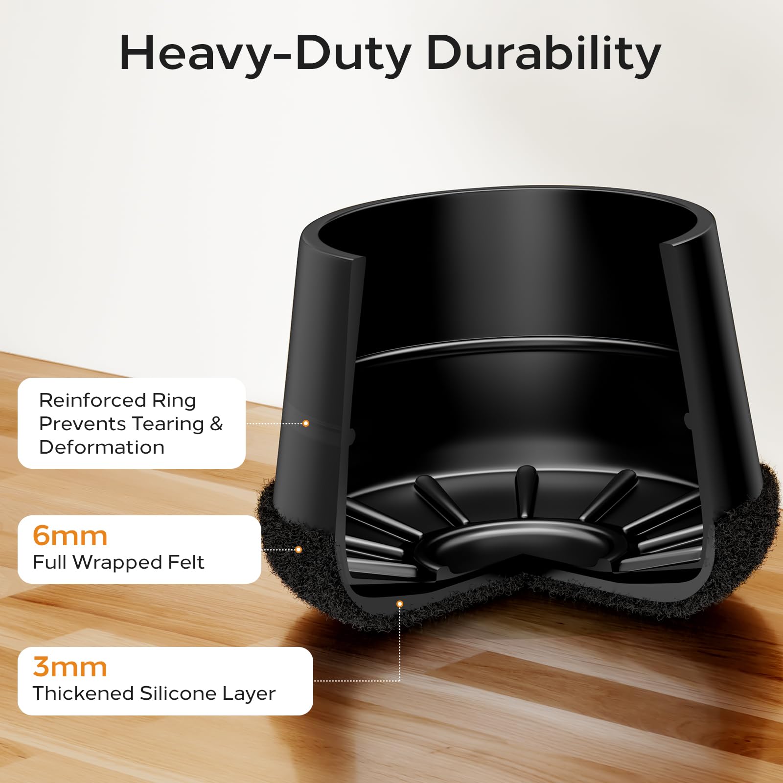 Meldel Silicone Chair Leg Floor Protectors Extra Small 24PCS - Furniture Felt Silicone Integrated Chair Foot Covers/Dark-Black/Rubber - Protect Floors from Scratches,Reduce Noise