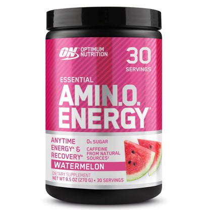 Optimum Nutrition Amino Energy Powder: Pre- workout & Anytime energy with Green tea, Green coffee extract + BCAA's - Watermelon: 30 servings [270g] (packaging may vary) - Available at All In One Marketplace Canada