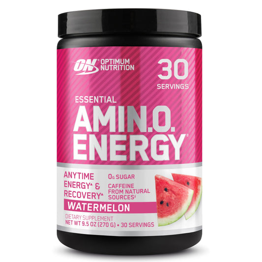 Optimum Nutrition Amino Energy Powder: Pre- workout & Anytime energy with Green tea, Green coffee extract + BCAA's - Watermelon: 30 servings [270g] (packaging may vary) - Available at All In One Marketplace Canada