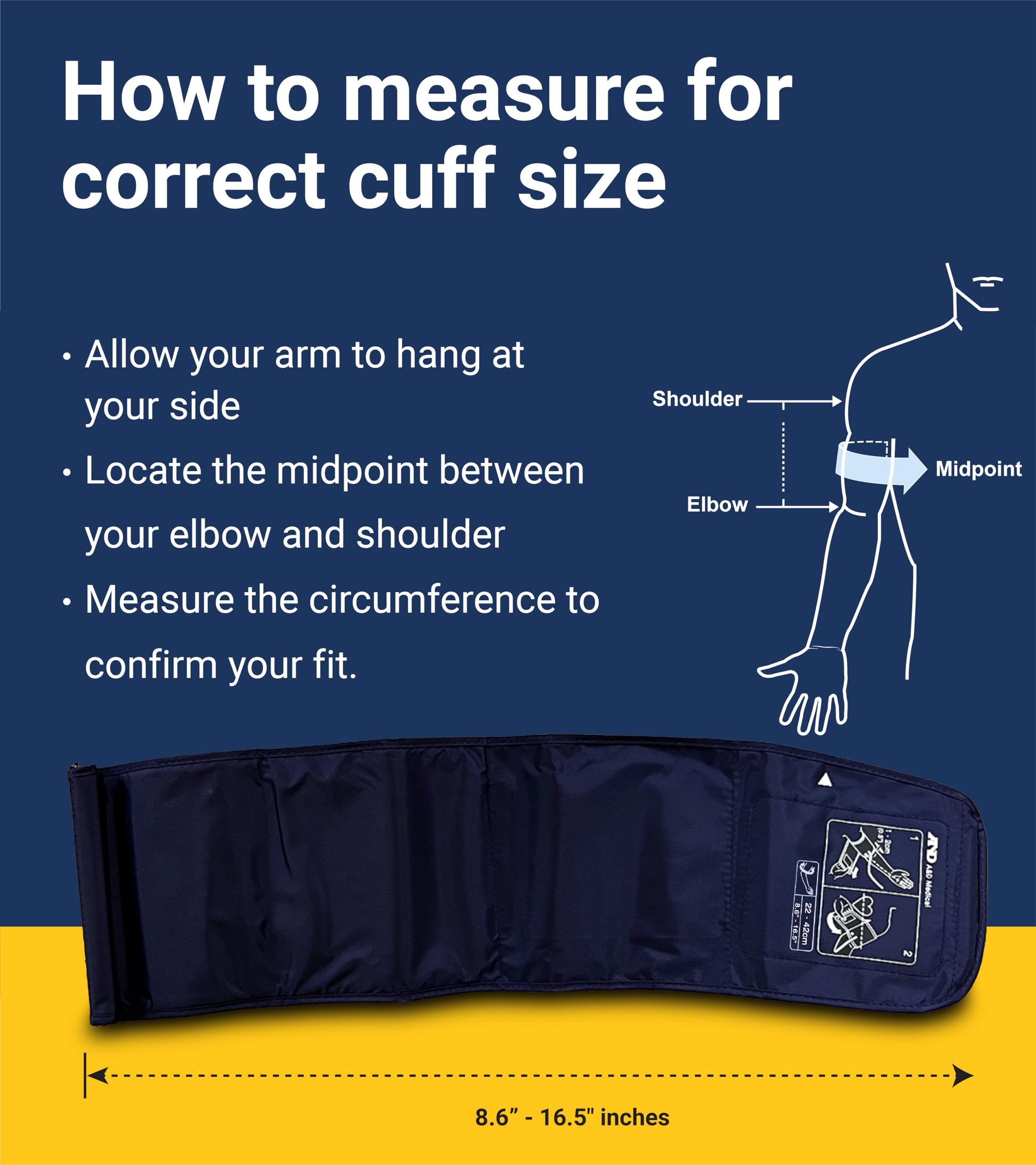 A&D Medical Blood Pressure Monitor for Home Use - UA-651CN - Upper Arm Precise BP Machine - Wide Range Cuff (8.6–16.5” / 22-42 cm) Easy To Use, One Click Operation, Adults, AA Batteries, 1-User - Available at All In One Marketplace Canada