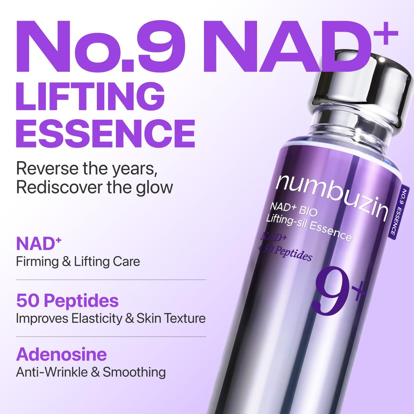 Numbuzin No.9 NAD Bio Lifting Essence, 50ml, Anti-Aging Facial Serum with Peptide Complex - Available at All In One Marketplace Canada