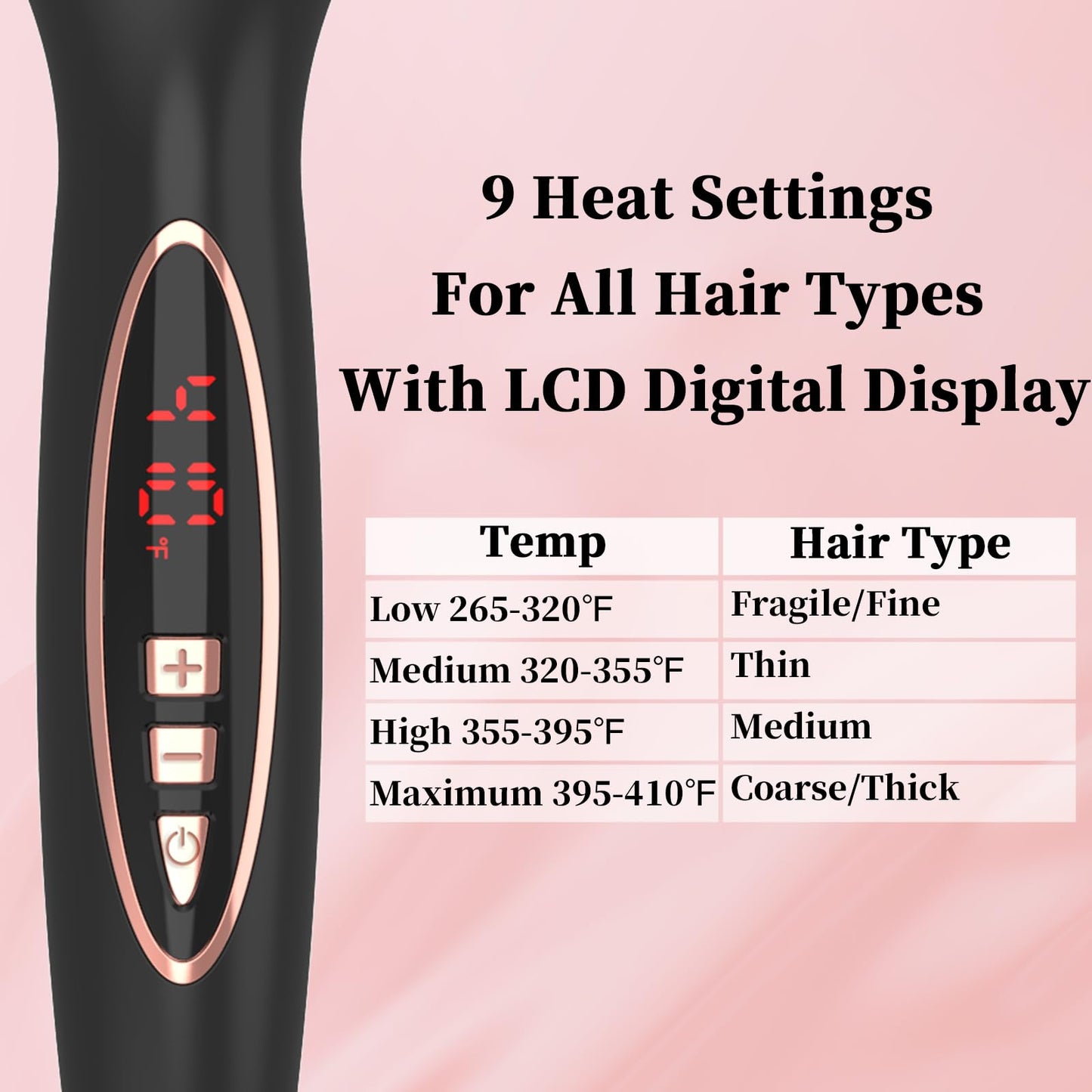 PHOEBE New Upgrade 1.5 Inch Thermal Brush Create Loose & Volume Curls Digital Display 9 Heat Settings Tourmaline Ionic Hair Curler 1 1/2 Inch Curling Iron Brush Dual Voltage for Traveling - Available at All In One Marketplace Canada
