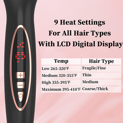 PHOEBE New Upgrade 1.5 Inch Thermal Brush Create Loose & Volume Curls Digital Display 9 Heat Settings Tourmaline Ionic Hair Curler 1 1/2 Inch Curling Iron Brush Dual Voltage for Traveling - Available at All In One Marketplace Canada