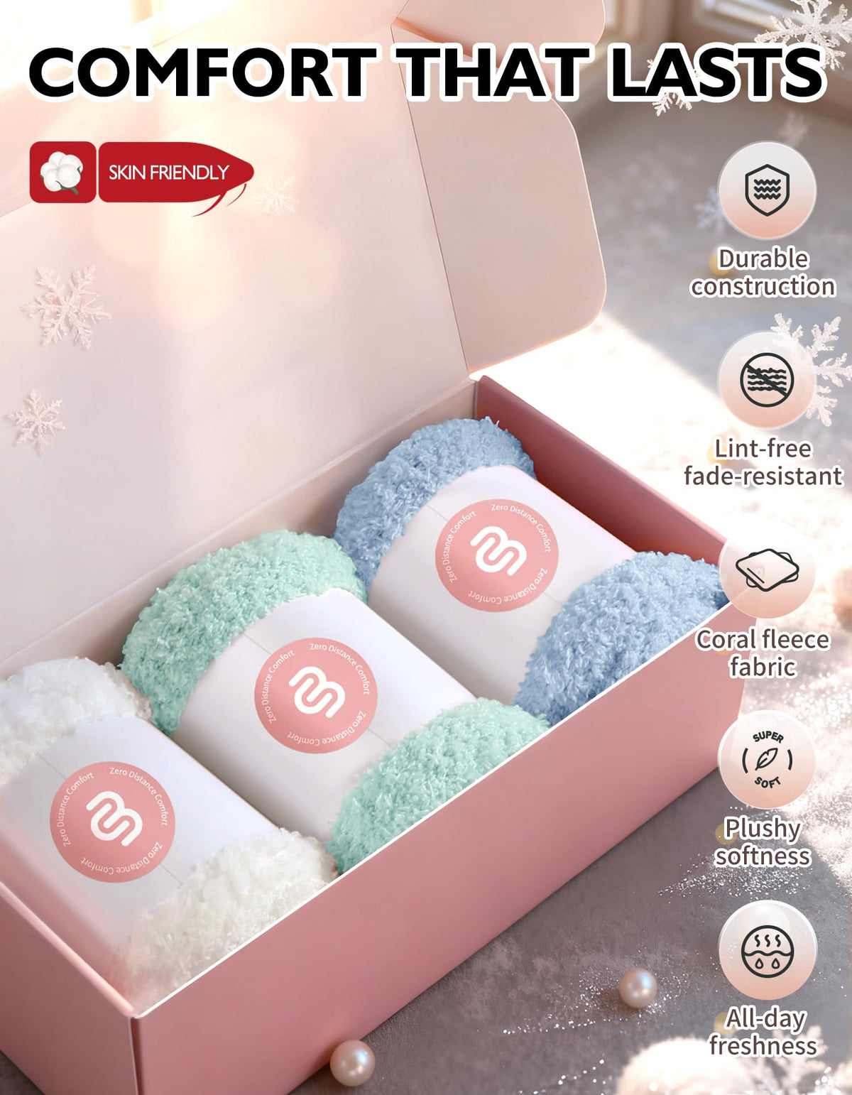 CLOSEMATE Womens Fuzzy Calf Socks, Cozy Cloud Socks Gift Box Set, 3 Pairs 🍁 All In One Marketplace Canada