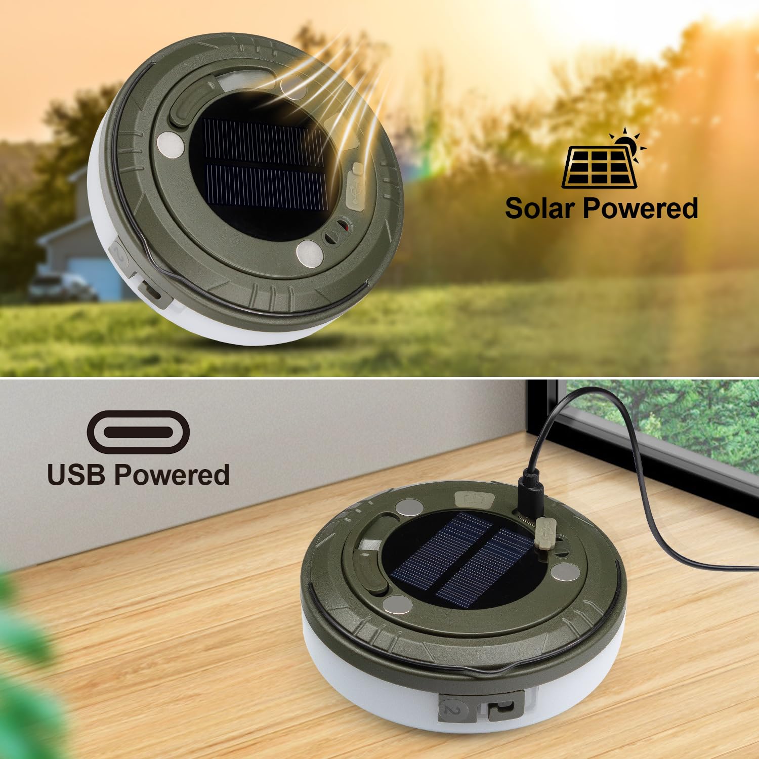 HAMLITE Solar Camping String Lights: 4 in 1 Camping Fairy Light - 32.8Ft Camping Lights with 5 Modes - USB Outdoor String Lights Rechargeable - Waterproof Retractable String Light for Hiking, Tent, RV