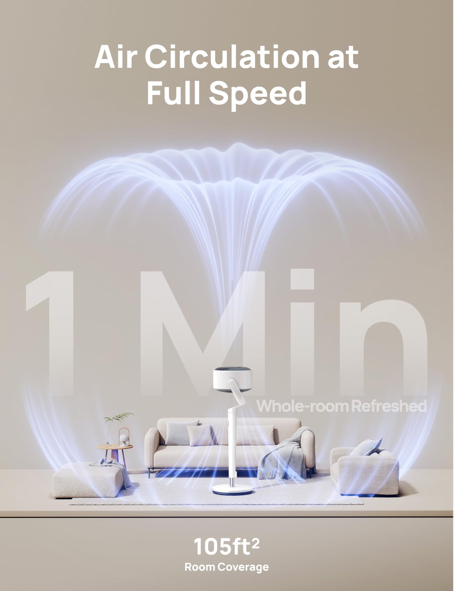 DREO Smart Fan for Bedroom, 120° +120° Omni-Directional Oscillating Fans, 90ft Quiet Pedestal Fan with RGB Light, 9 Speeds, 6 Modes, 20dB, 8H Timer, Wi-Fi/Voice/Alexa, 37-42" Floor Fans with Remote 🍁 All In One Marketplace Canada