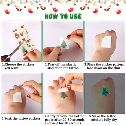 20 Sheets Christmas Temporary Tattoos Christmas Stocking Stuffers for Kids, Glow in Dark Tattoo Stickers Luminous Tattoos Make up Party Favors Filler Decoration for Boys and Girls (Christmas Style) 🍁 All In One Marketplace Canada