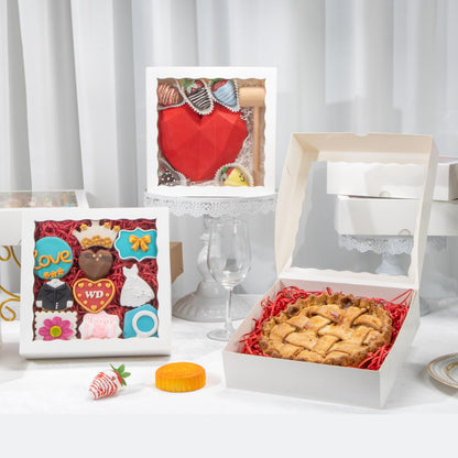 TEMLQPACK 50pcs 9x9x2.5 Inches White Bakery Boxes - Cookies, Pie, Chocolate Covered Strawberries, Breakable Heart, Charcuterie Boxes for Valentine's & Christmas 🍁 All In One Marketplace Canada