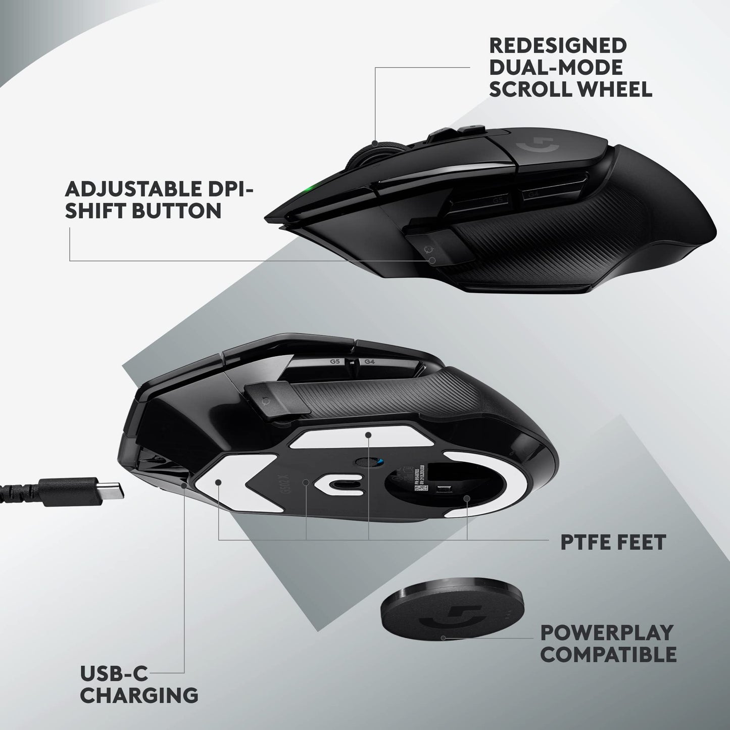 Logitech G502 X Lightspeed Wireless Gaming Mouse - Black