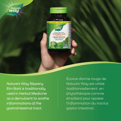 Nature’s Way Slippery Elm Bark – Traditionally Used to Soothe GI Tract Inflammation – Vegetarian, Non-GMO– 180 Capsules Nature's Way