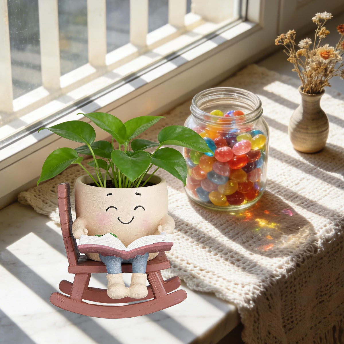 Rocking Chair Smiley Face Planter with Drainage Hole(1pcs TYPE7) 🍁 All In One Marketplace Canada