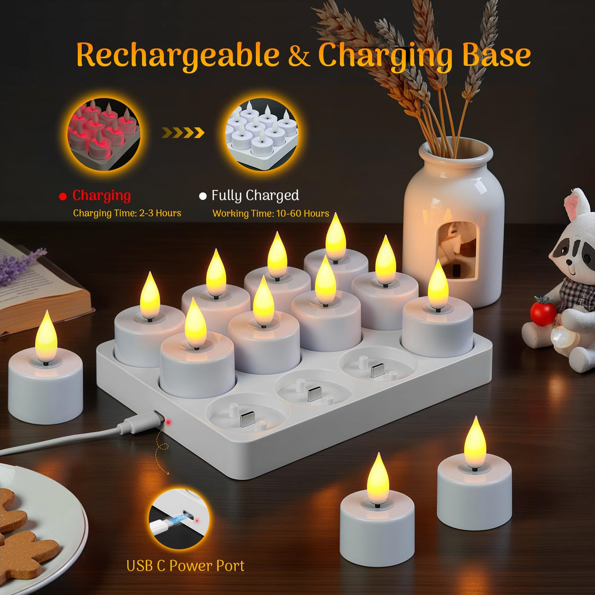 Lacasa Tea Lights Candles, Rechargeable Flameless LED Candles 12 Pack 🍁 All In One Marketplace Canada