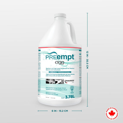 PREempt CS20 Sterilant and High-Level Disinfectant for Reusable Spa, Salon and Nail Tools and Implements (3.78L) (1 Bottle)