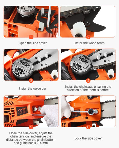 VEVOR Gas Chainsaw, 25.4CC 12" 1.2HP, Gasoline Powered Chain Saw, Handheld Cordless Petrol Chainsaws for Tree Wood Branch Cutting, Tree Trimming, Land Clearing, Farm Garden Ranch Forest Cutting Use 🍁 All In One Marketplace Canada