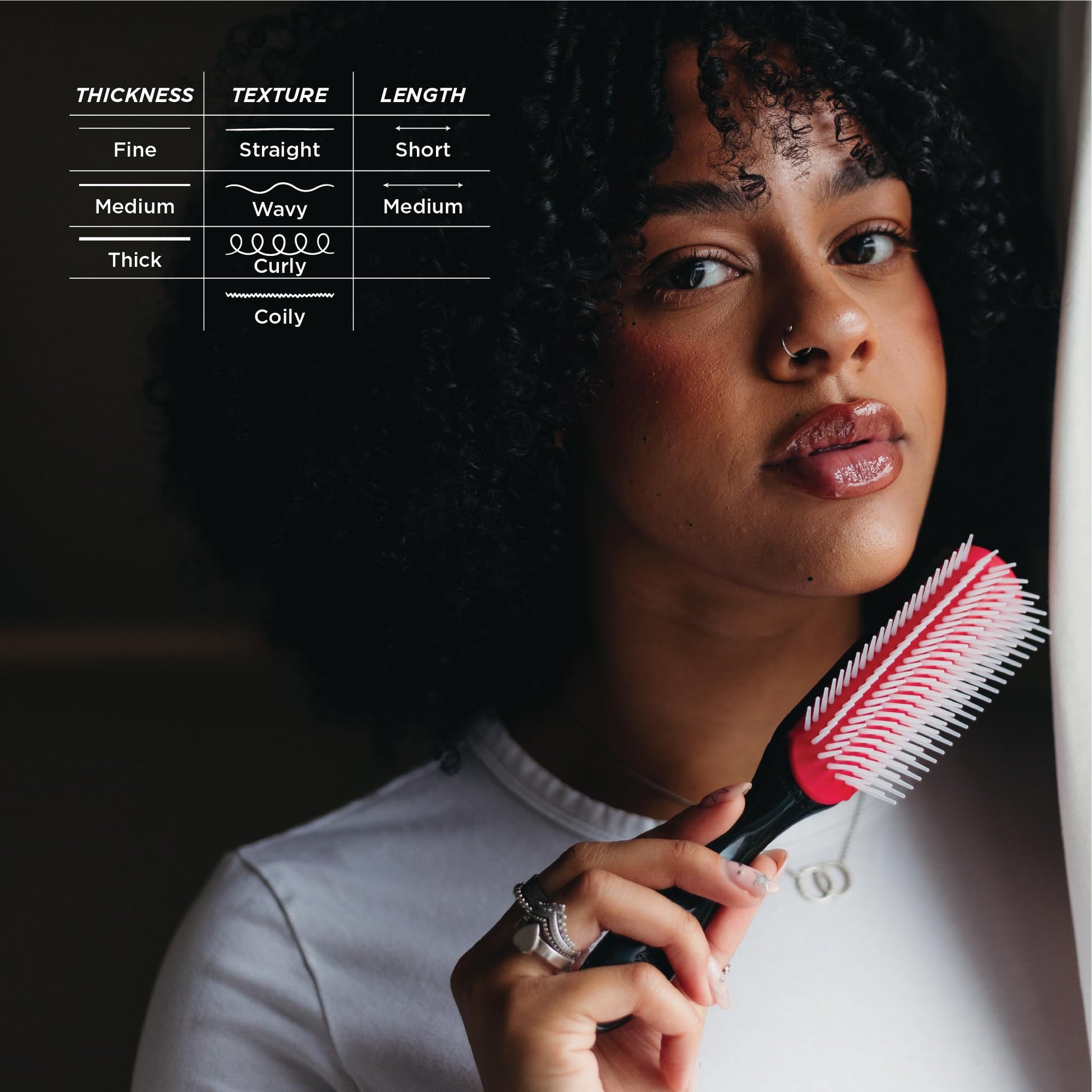 Denman D3 Original Curl Definer & Styler – 7‑Row Detangling Brush for Smooth, Defined Curls – Precision Styling Brush for Curly or Straight Hair – For Men and Women - Available at All In One Marketplace Canada