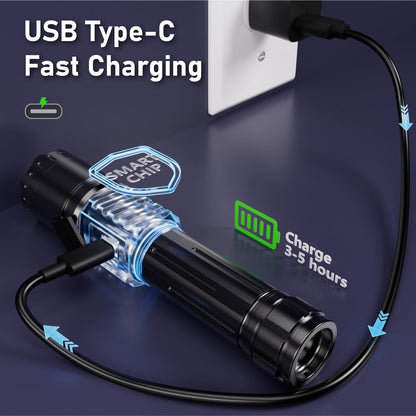 Rechargeable Flashlight 2 Pack, 990000 High Lumens LED Flash Light, Brightest Zoomable Lampe with LCD Digital Display, 5Modes Super Bright Flashlights, Powerful Tactical Flashlight for Outdoor, Gift - Available at All In One Marketplace Canada