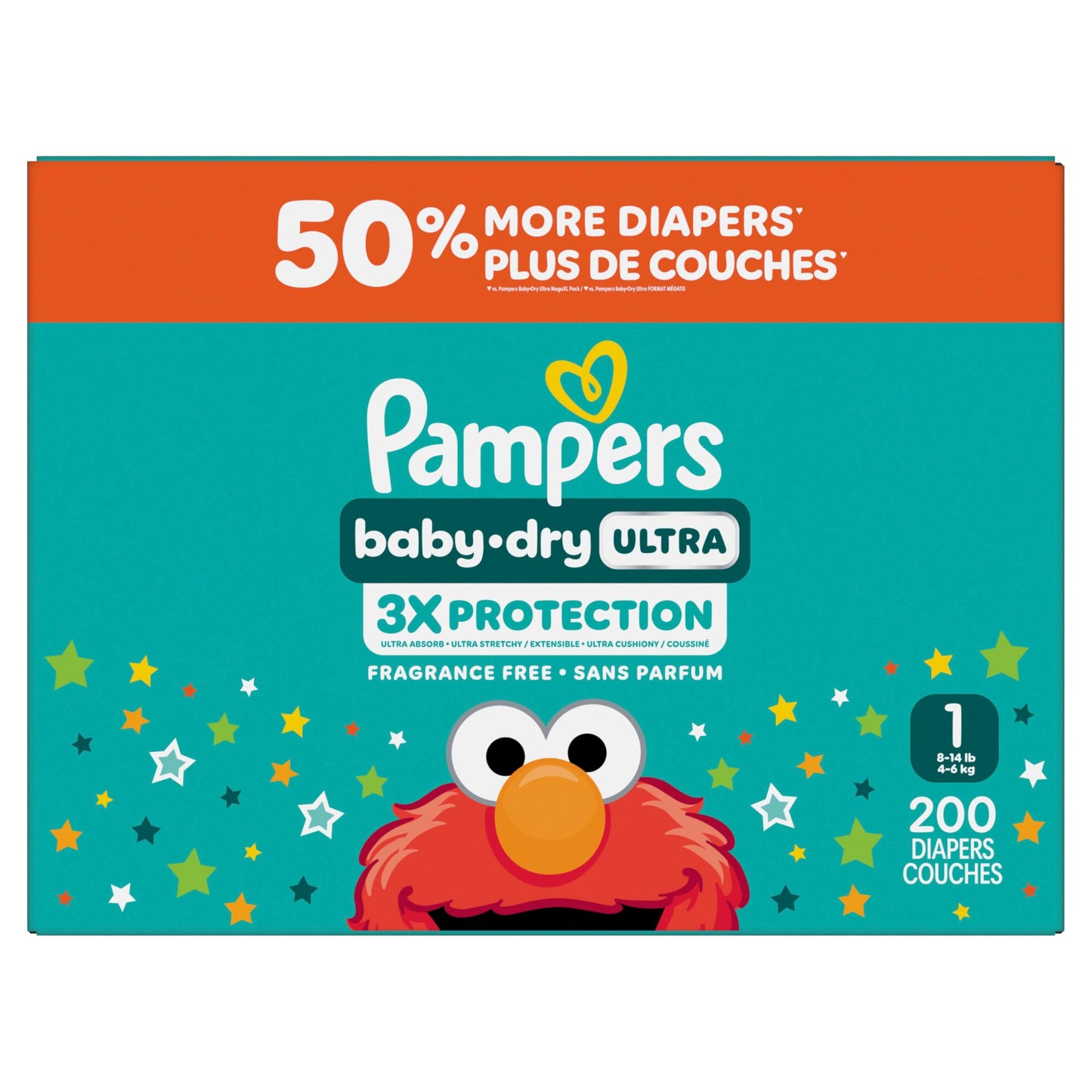 Pampers Baby Dry Ultra Diapers, Size 1, Absorbent Disposable Diapers, 1 Pack (Count of 200)