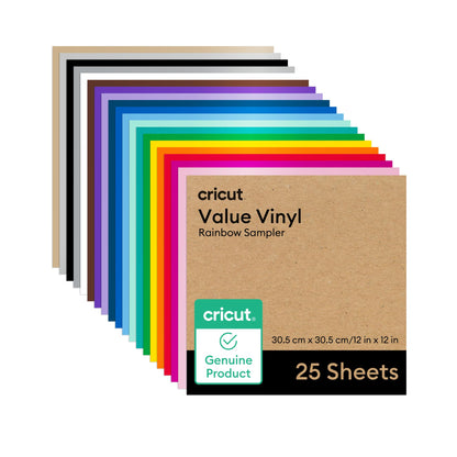 Cricut Value Permanent Vinyl - Rainbow Sampler - 12in x 12in (25 Count) - Available at All In One Marketplace Canada