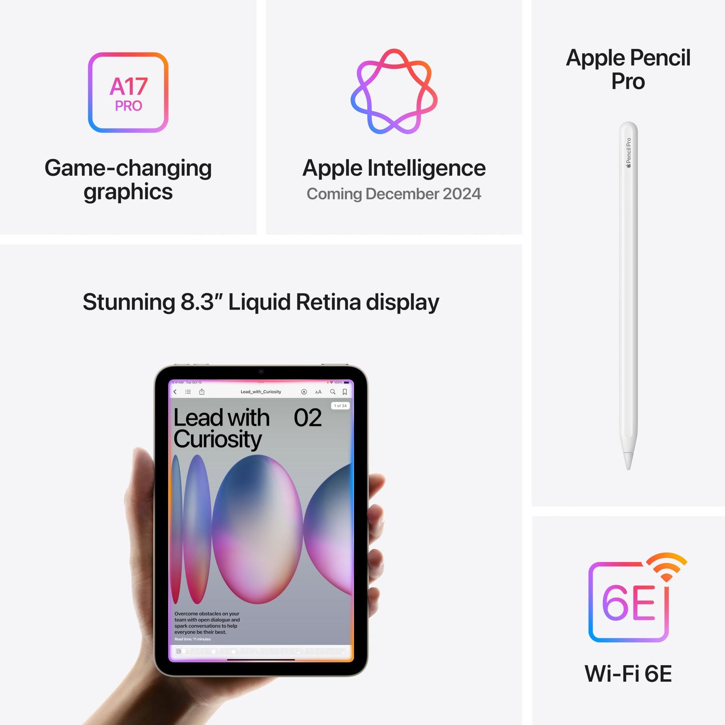 Apple iPad mini (A17 Pro): Apple Intelligence, 8.3-inch Liquid Retina Display, 128GB, Wi-Fi 6E, 12MP Front/12MP Back Camera, Touch ID, All-Day Battery Life — Space Grey 🍁 All In One Marketplace Canada