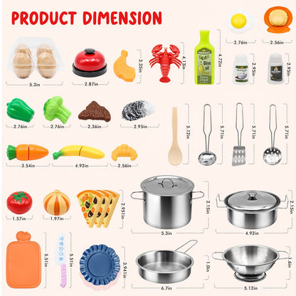Kids Pretend Play Kitchen Accessories Set, 38pc Play Pots Pans Set for Kids 🍁 All In One Marketplace Canada